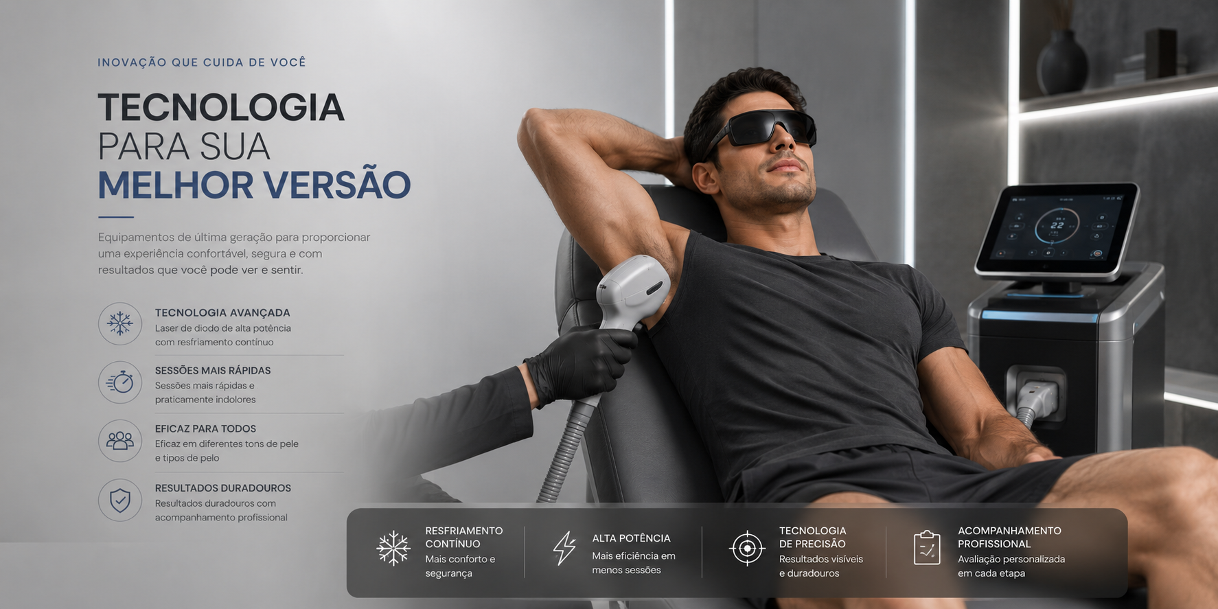 Tecnologia avançada de depilação a laser